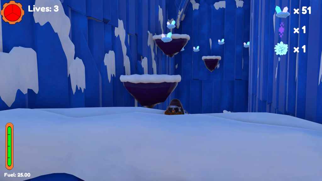 An area of the Ice Cave showing an optional route with no guiding light.